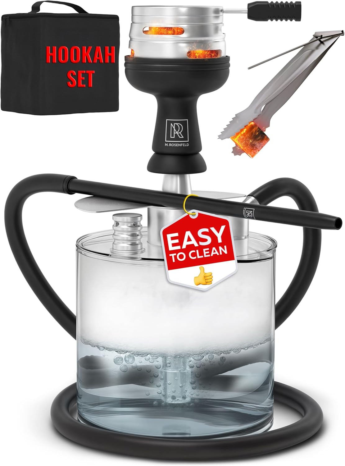 Portable Hookah Set with Everything – YADO Acrylic Hookah Kit to Go – Sisha Hook
