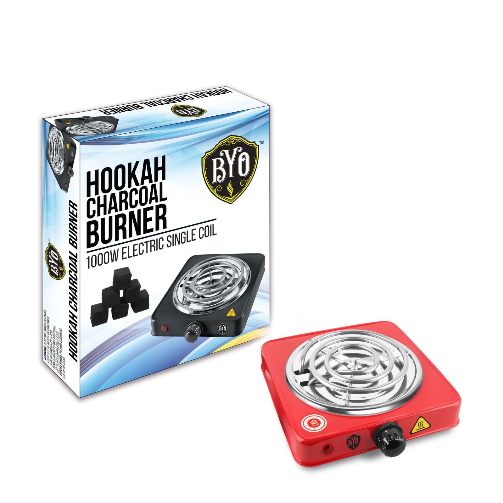 B.Y.O Hookah Charcoal Burner Hot Plate – 1000W Single Coil | White | Free Shipp