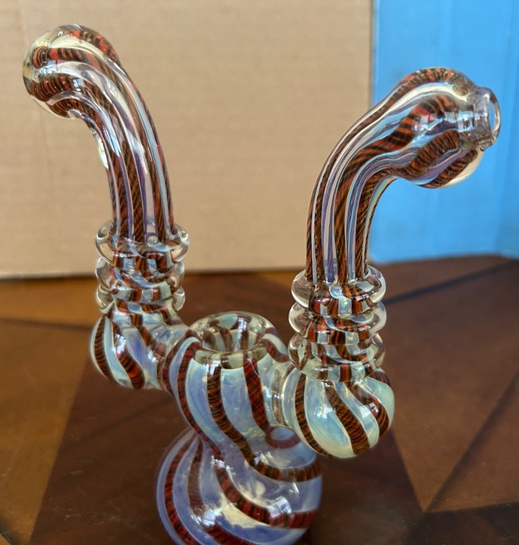 Double hitter 6 1/2&Prime; tall Silver fumed Glass bubbler