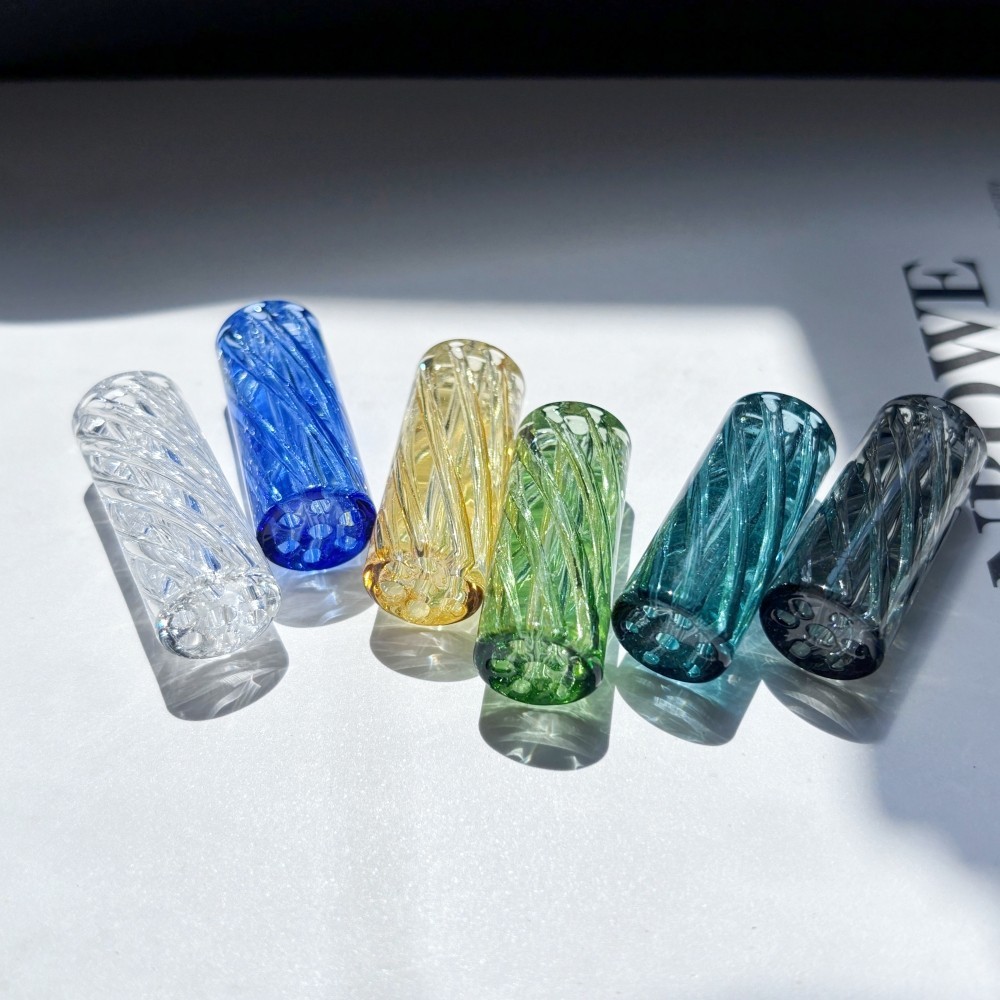 5pcs 7 Holes Spiral Smoking Glass Tips Cigarette Holder Cooling Filter D12*H30mm