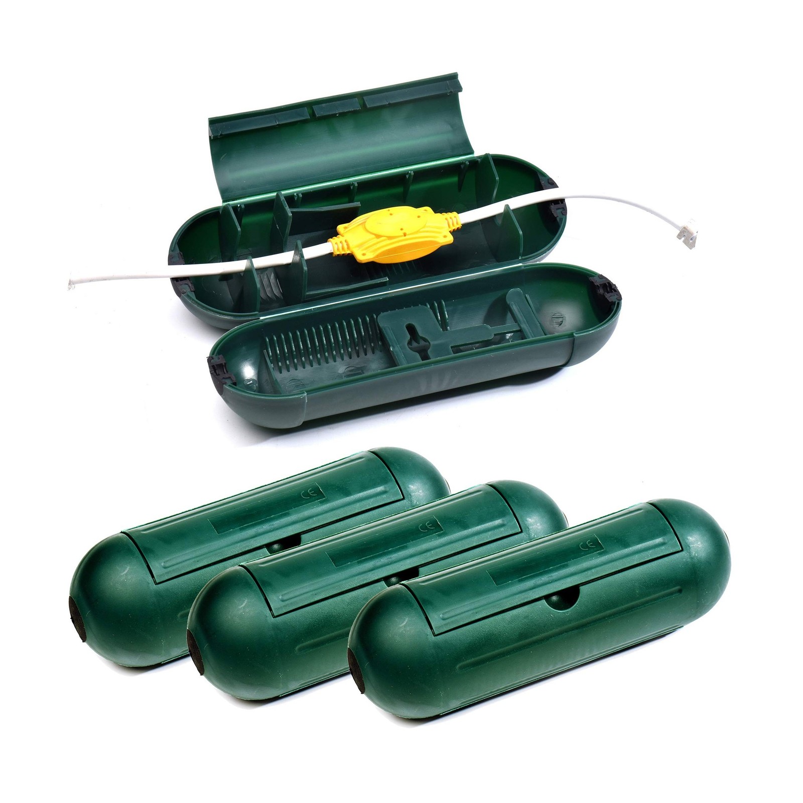 4 Pack Extension Cord Protective Cover Set (Green) | Indoor Outdoor Water-Res…