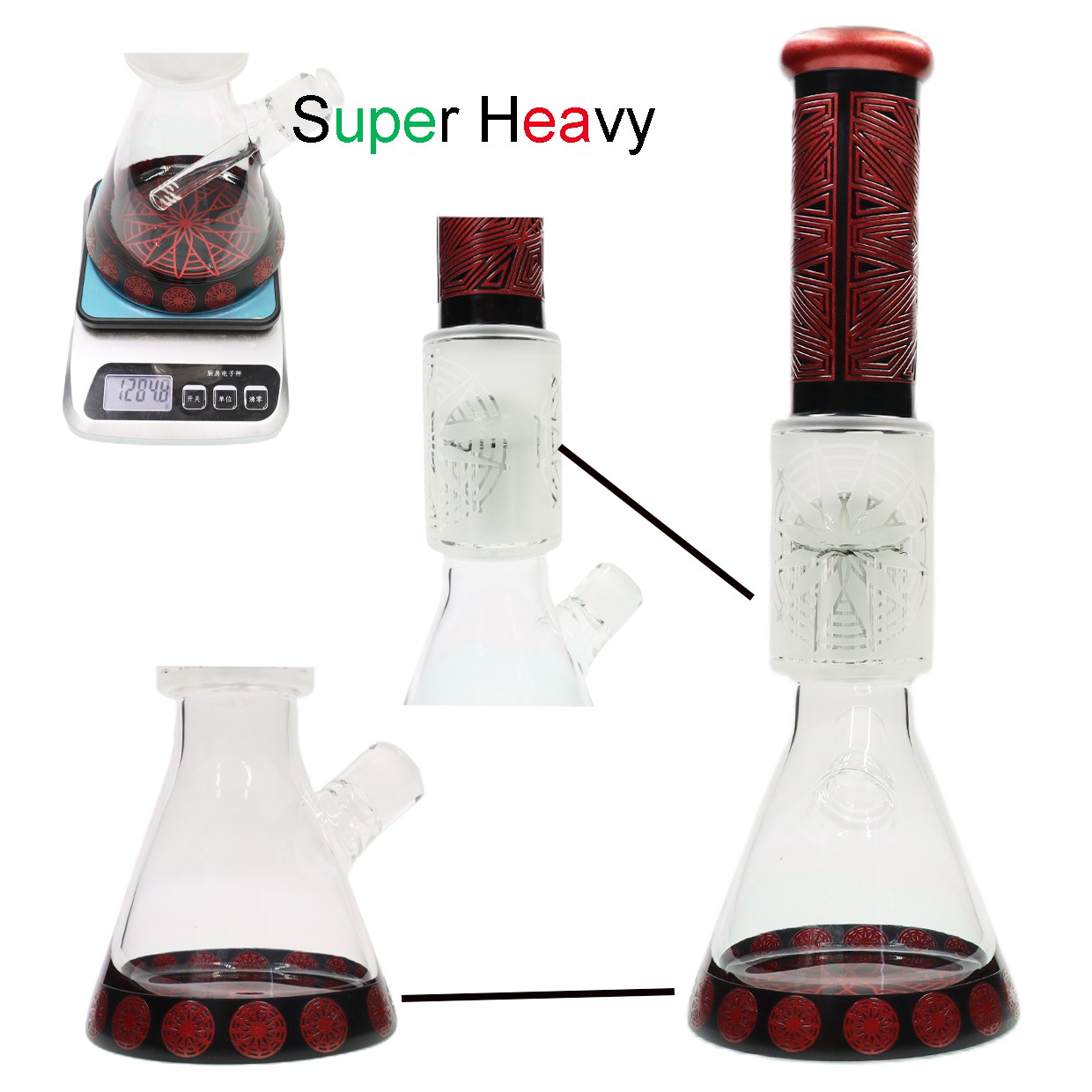 Sandblasted Hookah 16 » Super Heavy Glass Smoking Waterpipe Beaker Bong Downstem