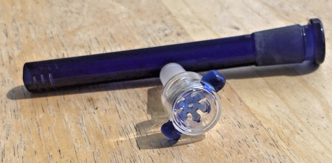 4.5” Hookah Water Smoking Pipe Glass Downstem 6 Slits 14mm Male Bowl snowflake