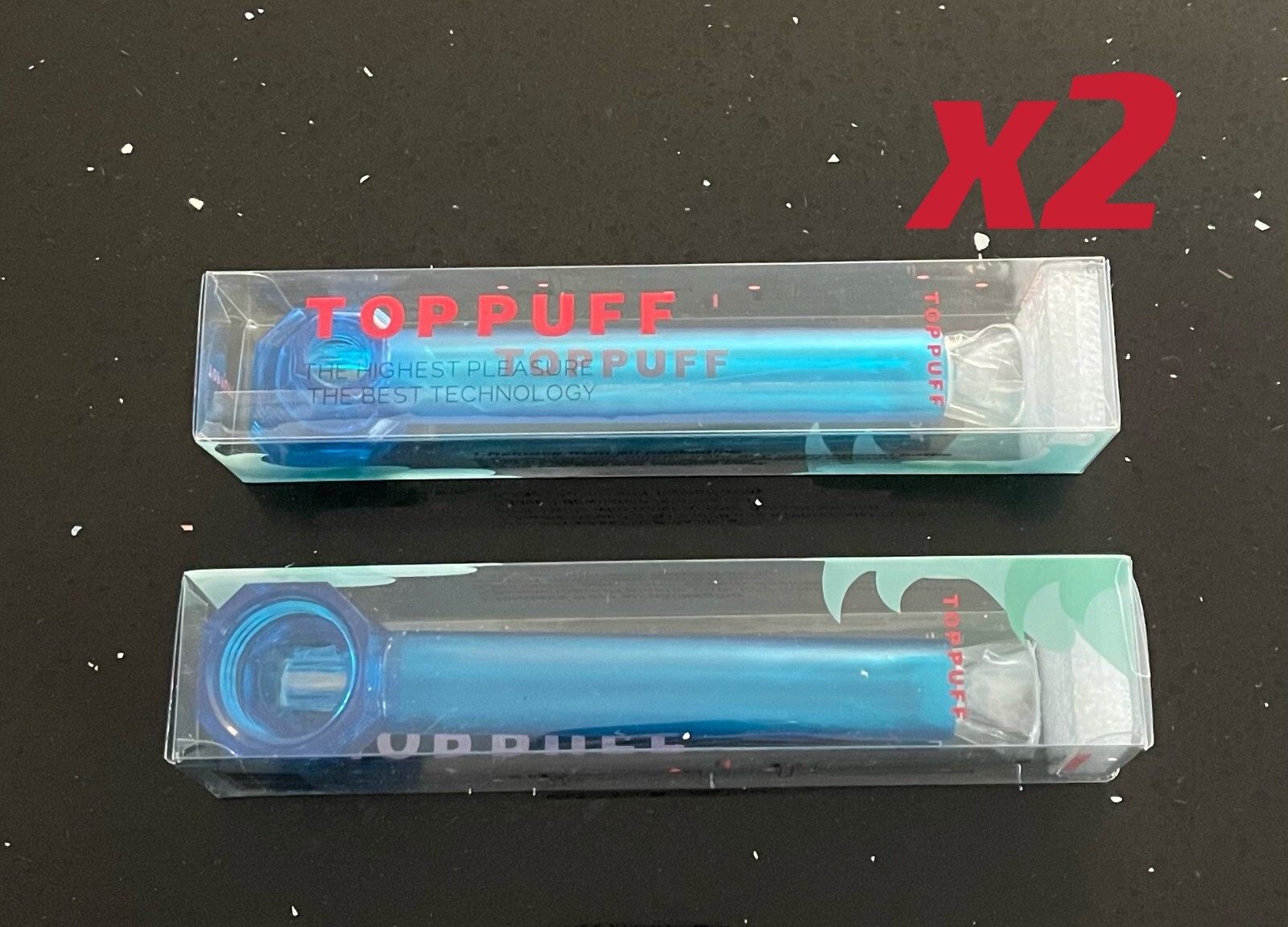 Blue Screw-on Water Bottle Converter Glass Bong Hookahs x2units
