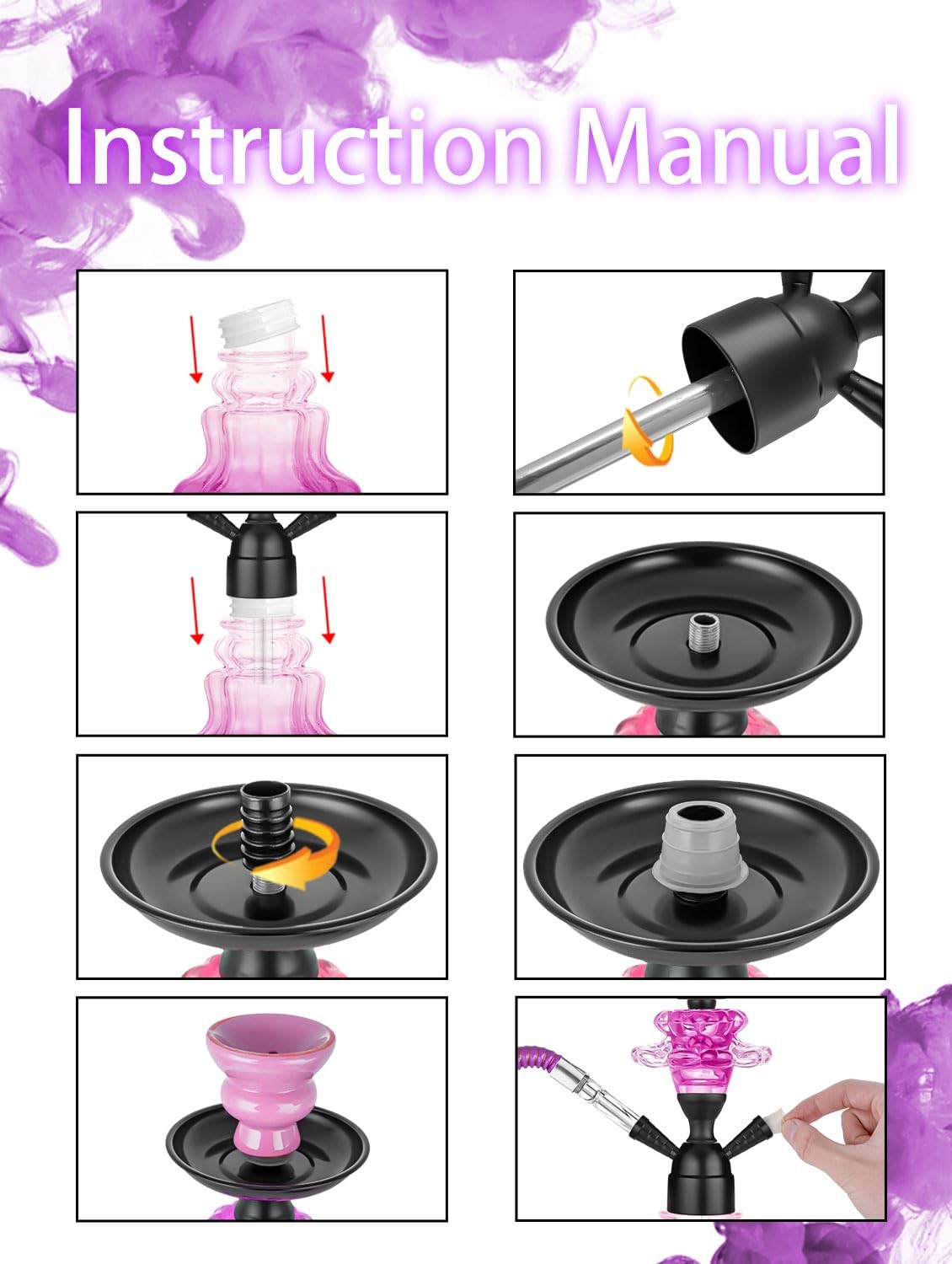 Hookah Set With Everything 14 » Shisha Complete – Glass Purple