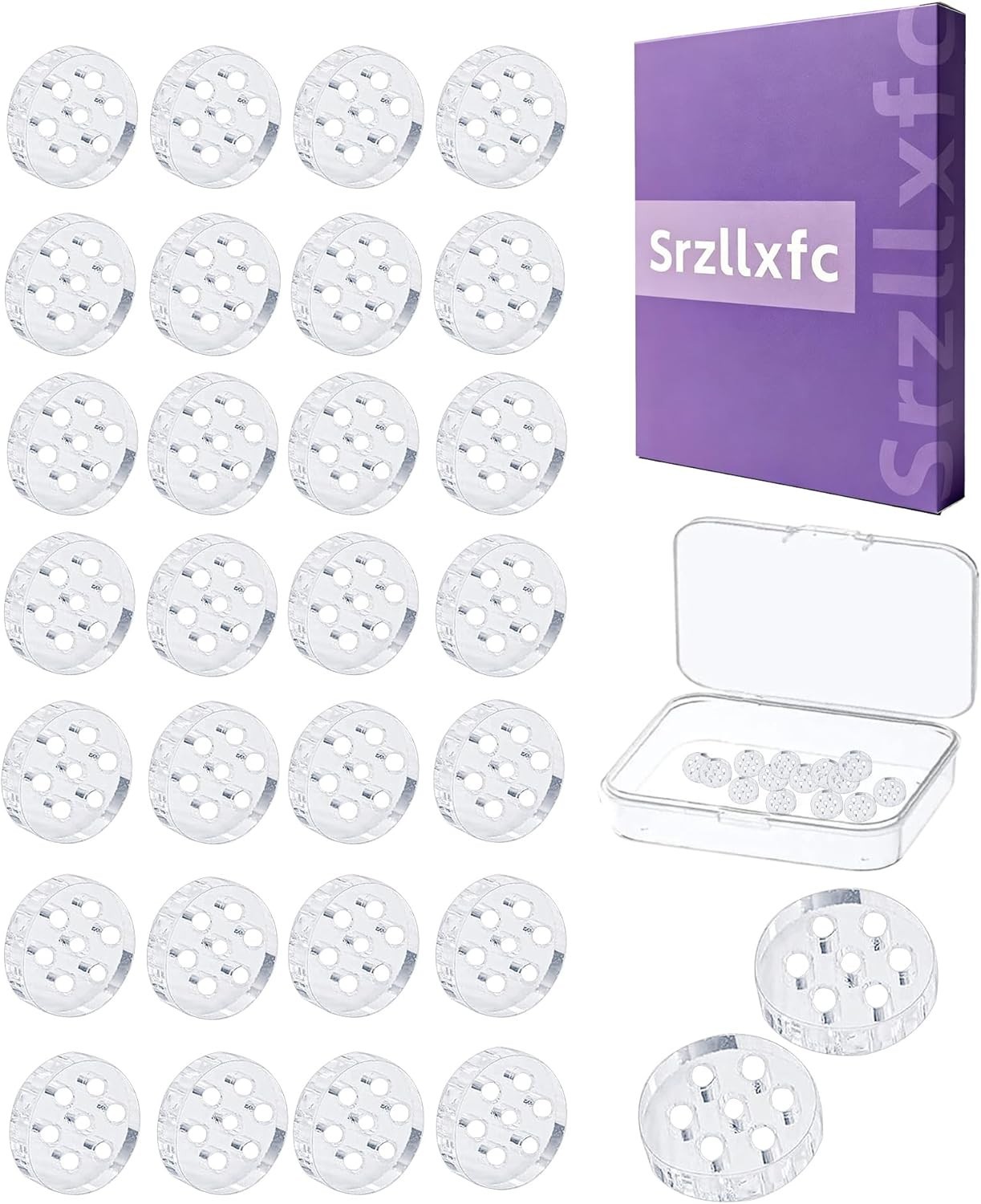 30-Pack 8Mm High-Borosilicate Glass Screens with 7 Honeycomb Holes for Pipes and