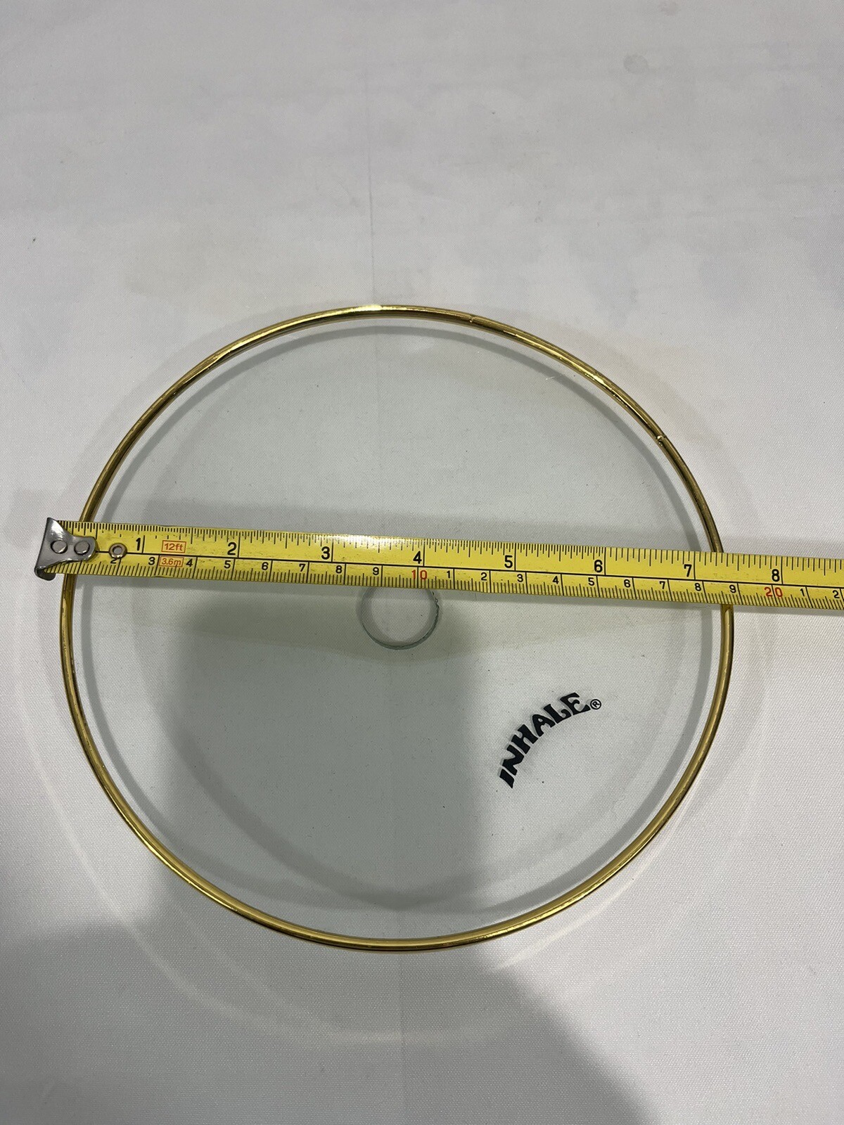Inhale®️ Hookah Heat Resistant Glass Tray Charcoal Splash Guard With A Gold Trim