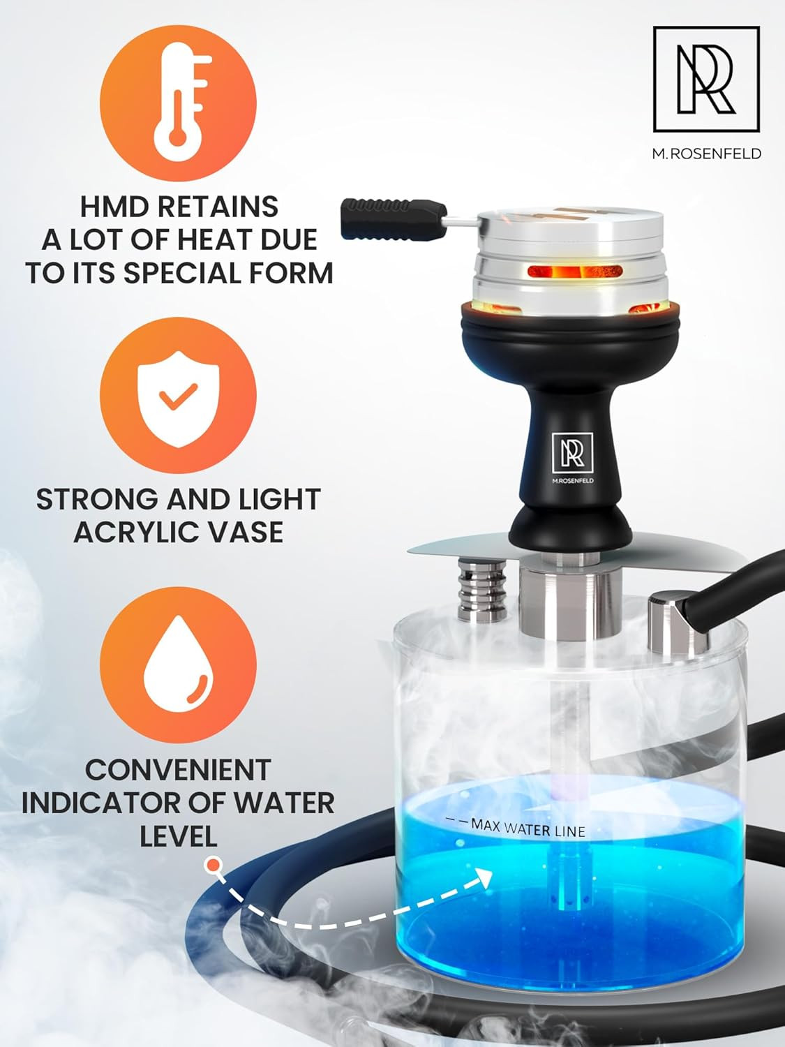 Portable Hookah Set with Everything – YADO Acrylic Hookah Kit to Go – Sisha Hook