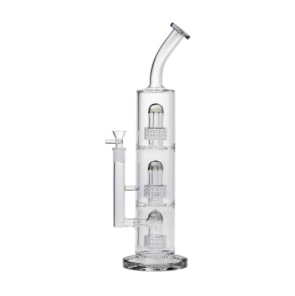 Human Grade 15.8&Prime; Trinity Water Pipe SMOKE GREY w Triple Percs Thick Boro Glass