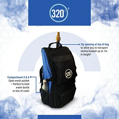 Large Hookah Travel Bag Backpack – 14 Compartments, Portable Storage Case
