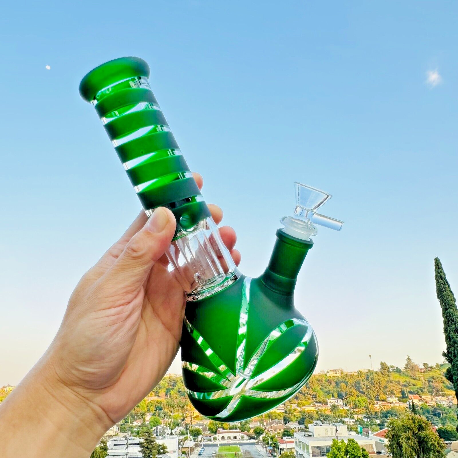 9 » Green Hookah Glass Water Tobacco Pipe Bong Thick Bubbler Percolator Beaker