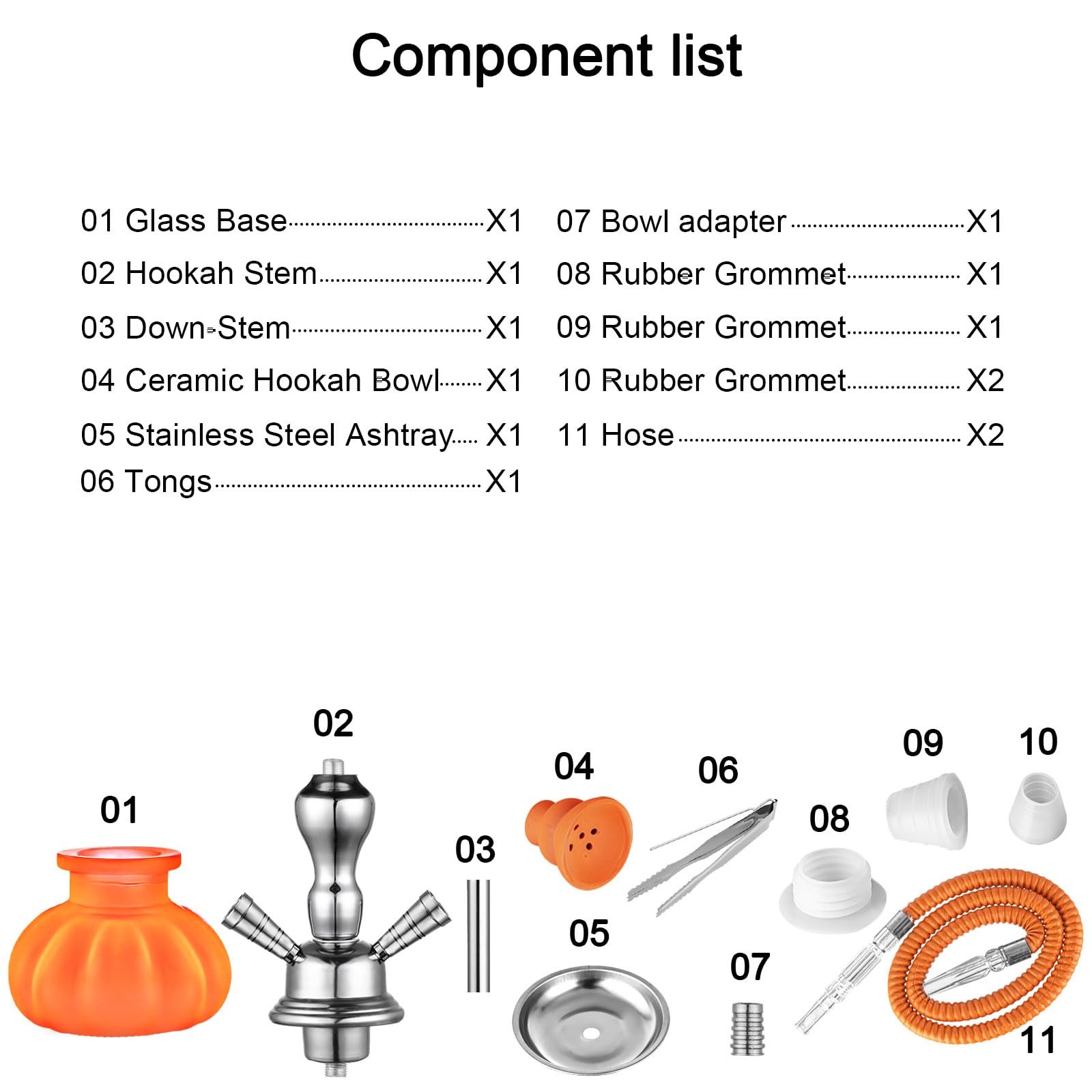 2 Hose Hookah Set 11 » Small Shisha Hookah Set With Mini Pumpkin Glass Vase, …