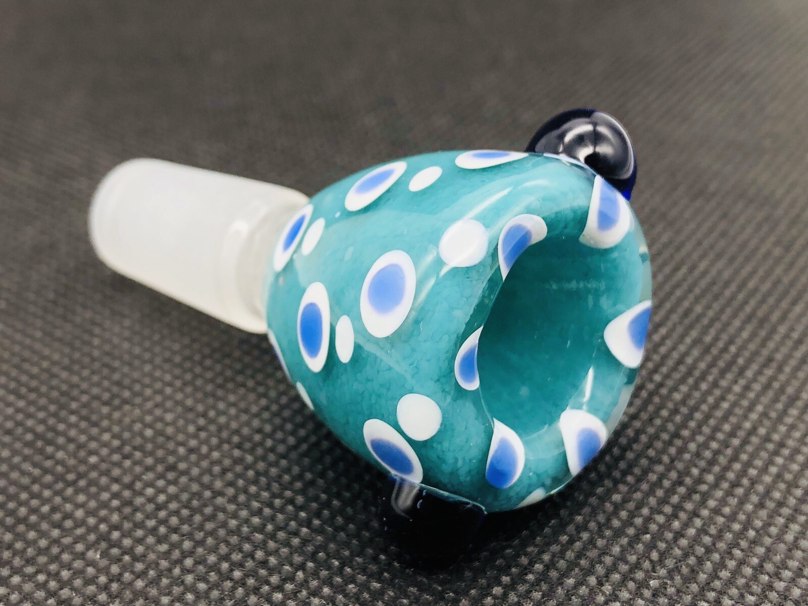 New 14mm Collectible Turquoise & Clear Premium Glass Bowl Male Joint Art USA
