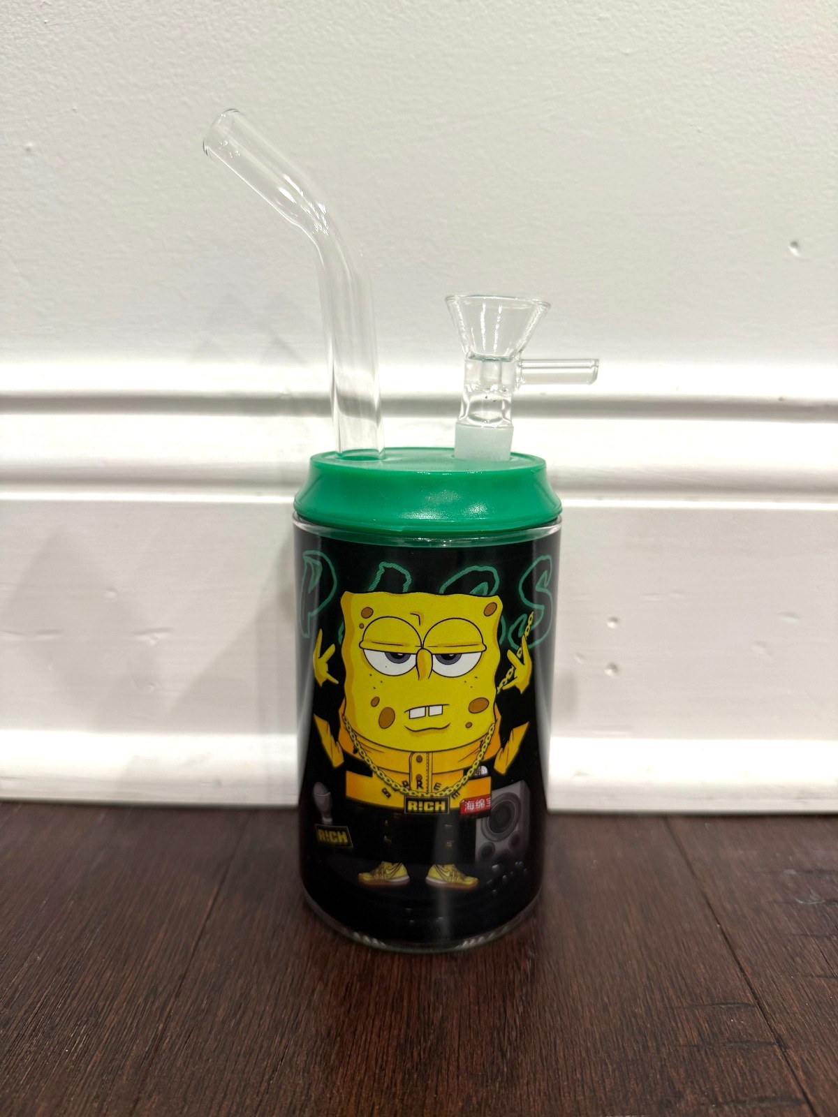 7” Glass Water Pipe Soda Pop Cola Can Swaggy Spongebob 14mm