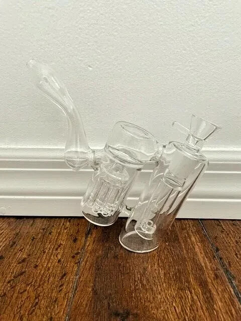 7&Prime; GLASS WATER PIPE BUBBLER CLEAR SHOWERHEAD 8ARM PERC 18MM