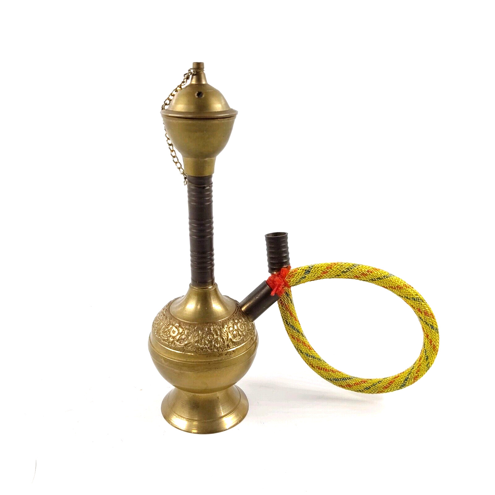 Vintage Mini Single Hose Brass Hookah Art Decorative 6.5” AS IS