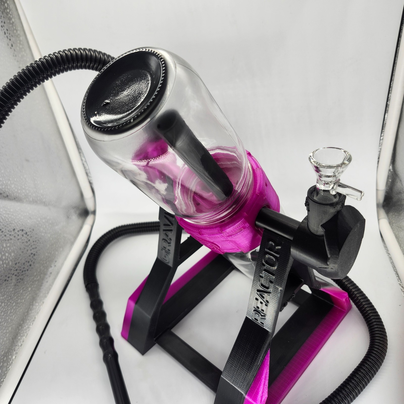 Gravity Water Hookah Pipe 360° Rotating Dual Glass Chamber | Magenta 12&Prime; Bong