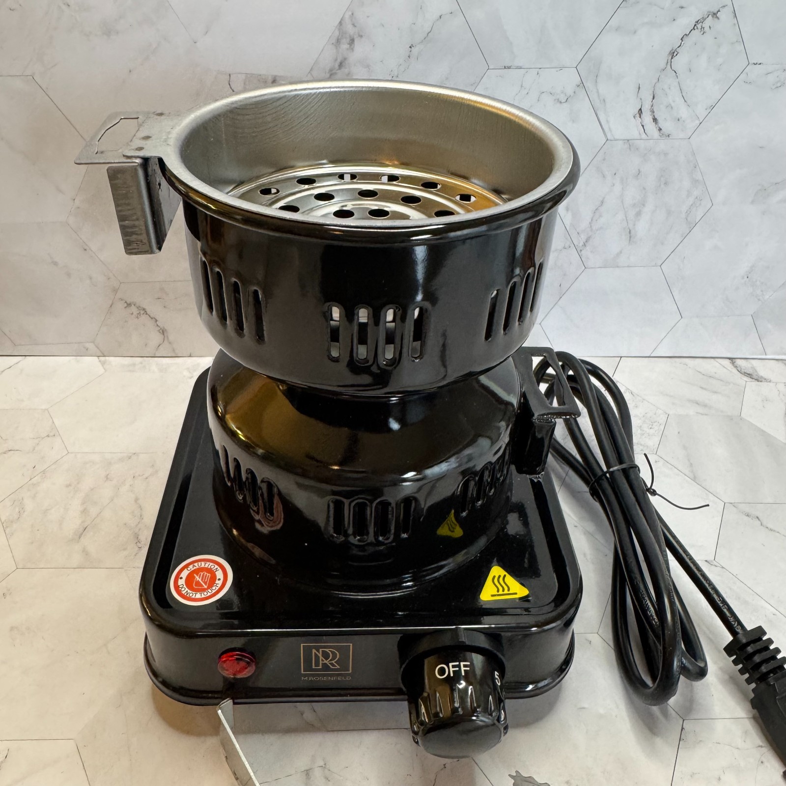 Hookah Coal Burner 450W Tongs Charcoal Fire Tower Stove M. Rosenfeld Open Box