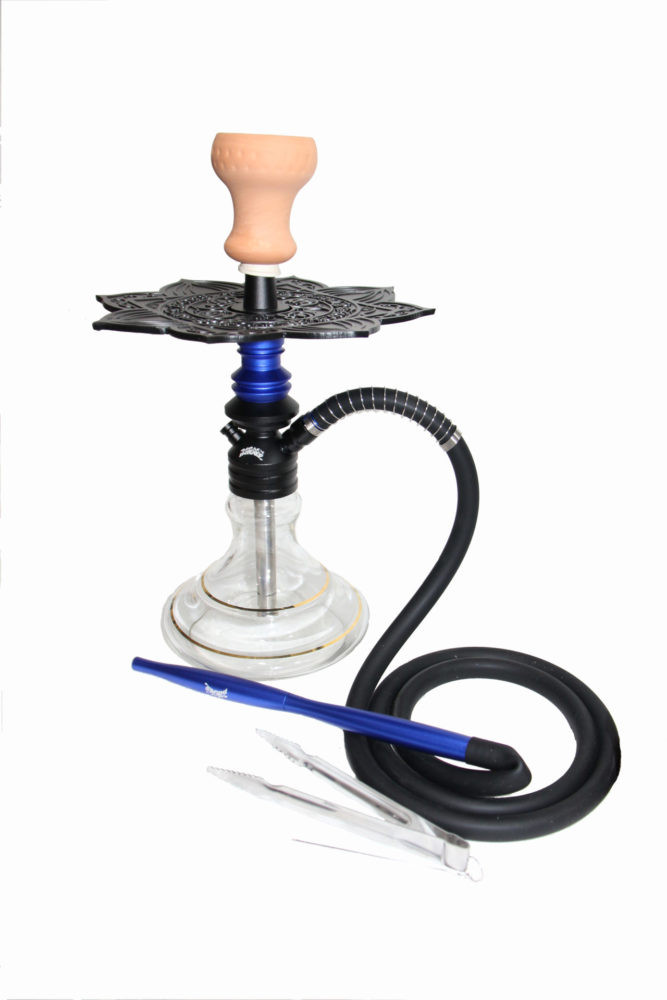 BOLD™ hookah – complete set with a silicone hose, clay bowl, clamps/ blue