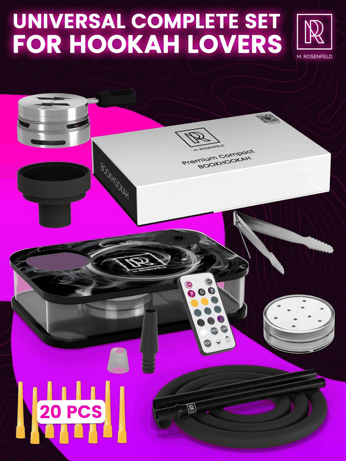 M. ROSENFELD Portable Hookah Set With Everything And Case Premium Book Hookah