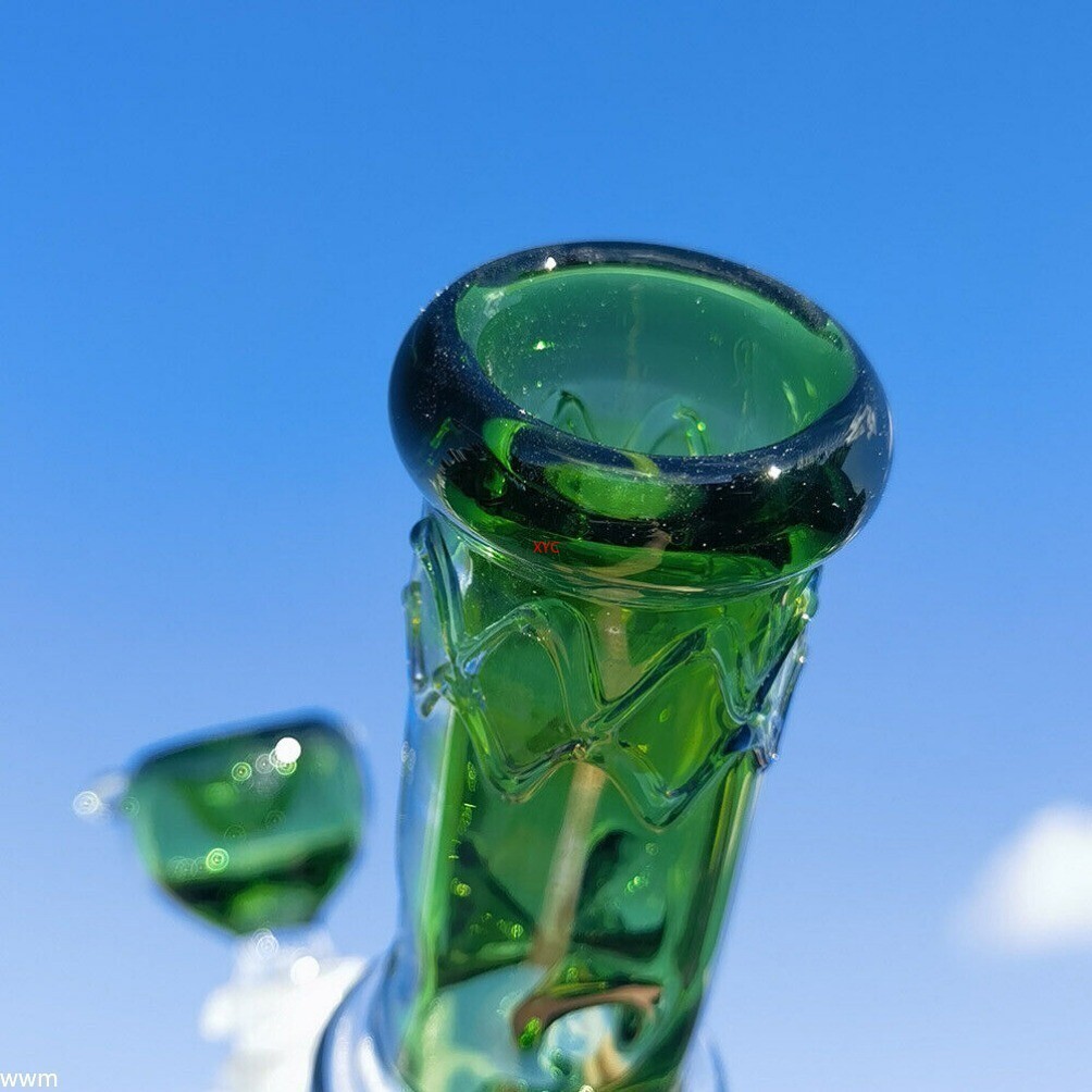 9.5&Prime; Green Glass Water Pipe Bong Shisha Pipes Smoking Hookah W/ 14mm Male Bowl