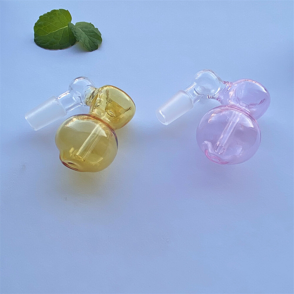2PCS Mini 14mm Male 45° Ash Catcher Heavy Glass Bong Gourd Water Pipe Attachment