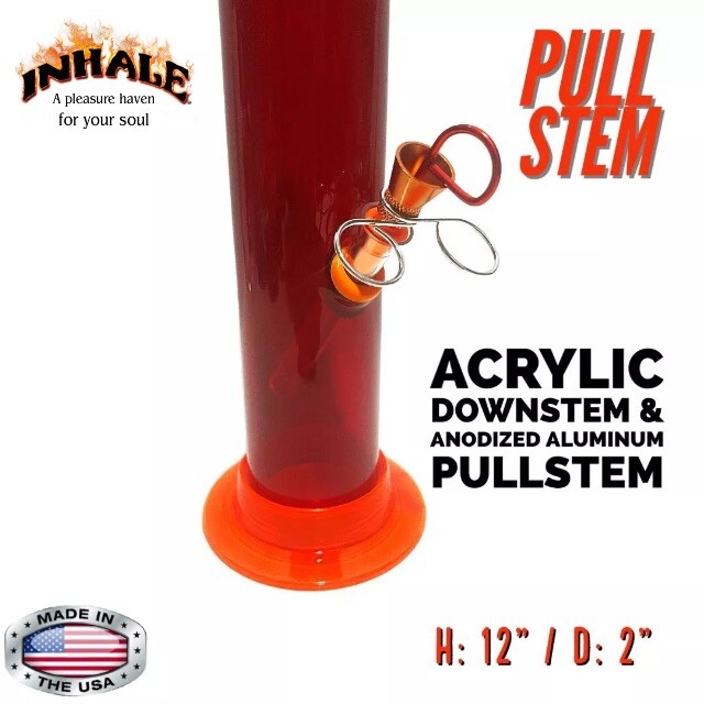 INHALE®️ 2×12&Prime; STRAIGHT ACRYLIC HOOKAH WATER PIPE PULL STEM MADE IN THE USA