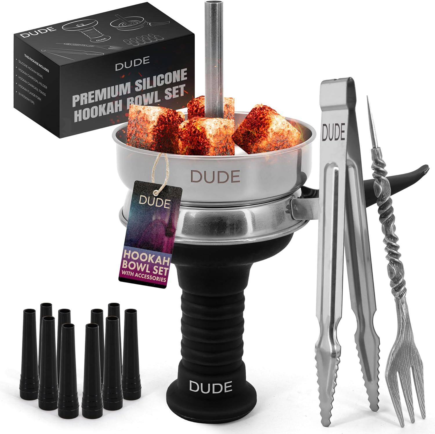 Silicone Hookah Bowl Set | Hookah Head with Hookah Heat Management Charcoal Hold