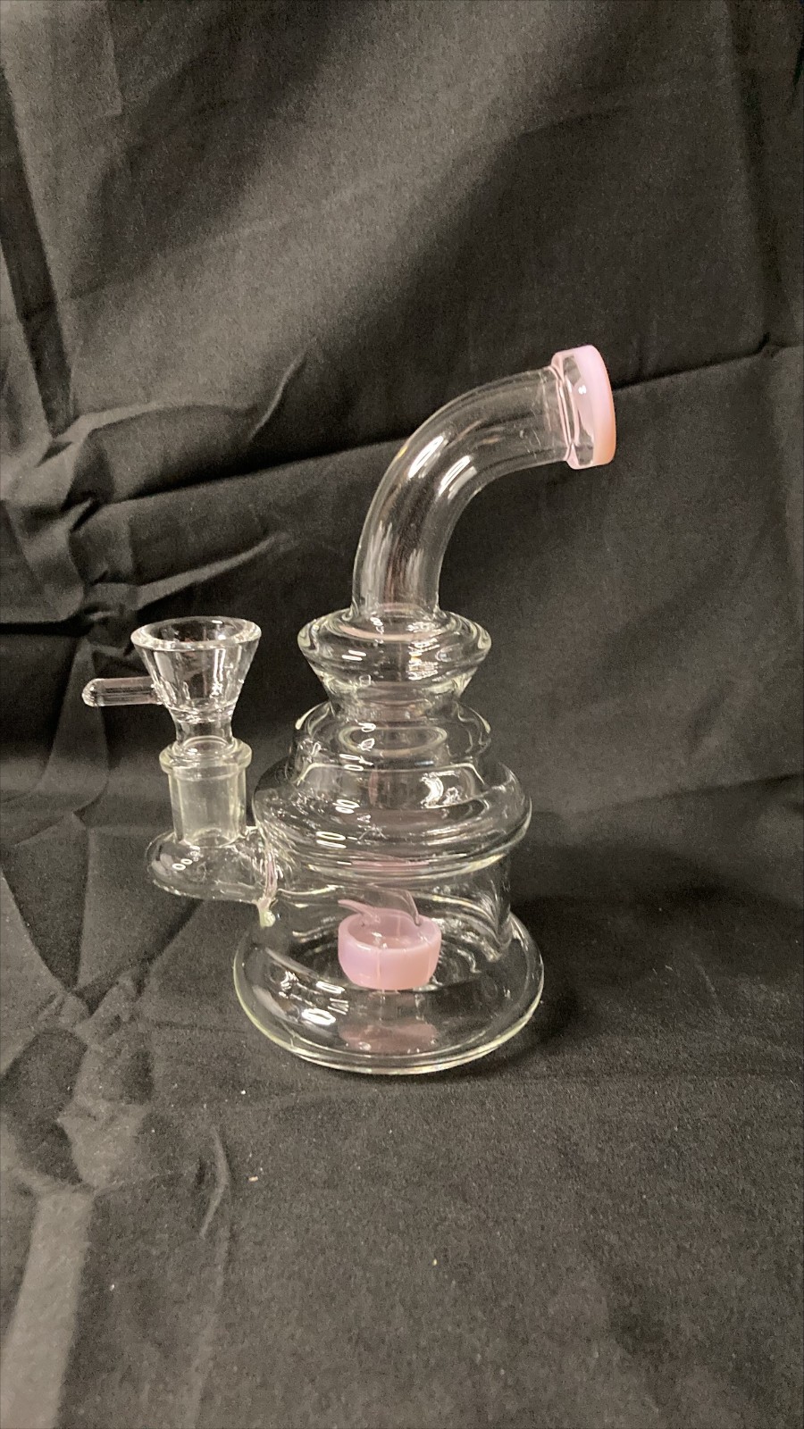 Compact Showerhead Percolator Glass Water Pipe | Pink Trim | 6&Prime;