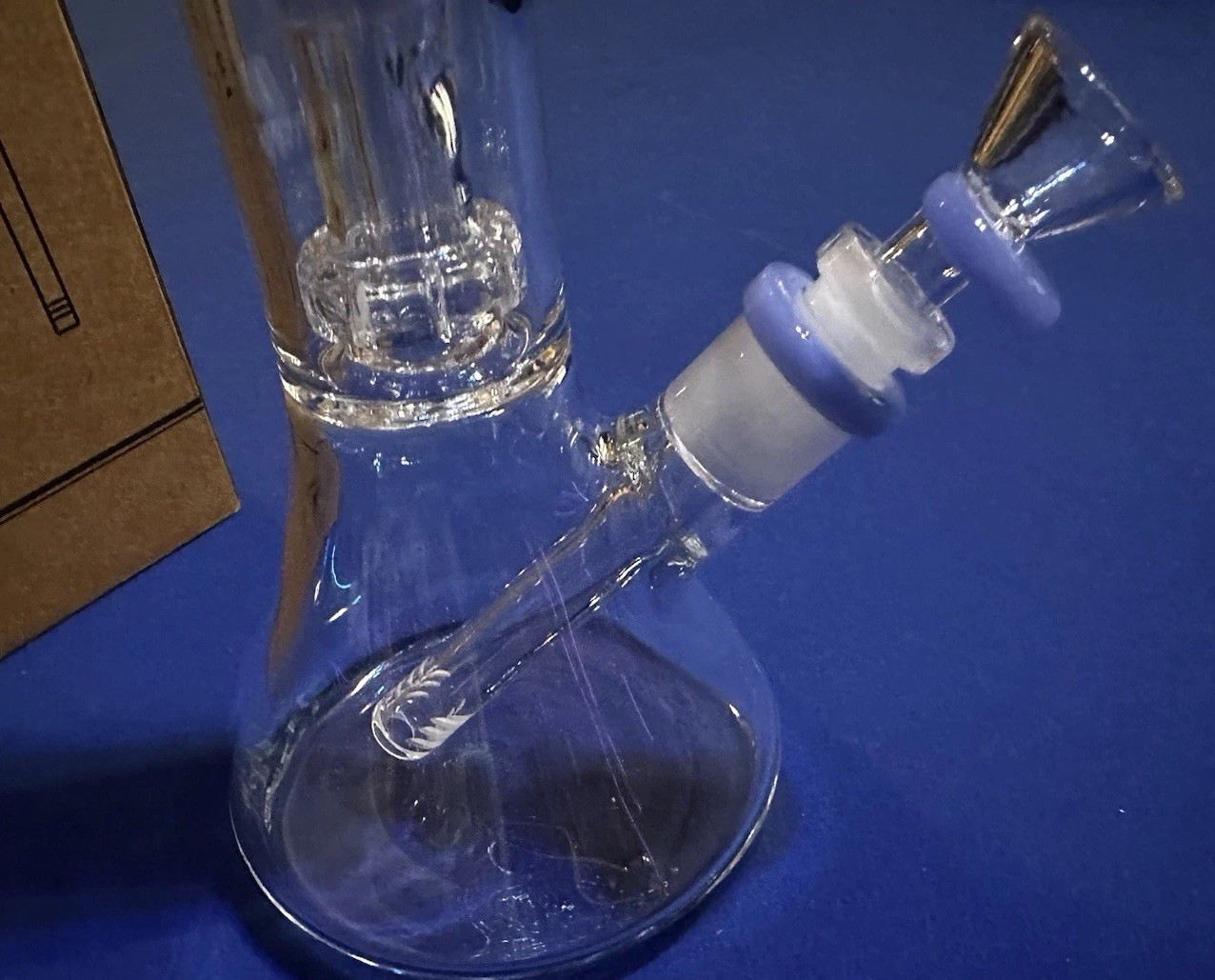 11&Prime; Premium Glass Water Pipe Bong Bubbler W/ Matrix Hookah Sky Blue Tip Accent