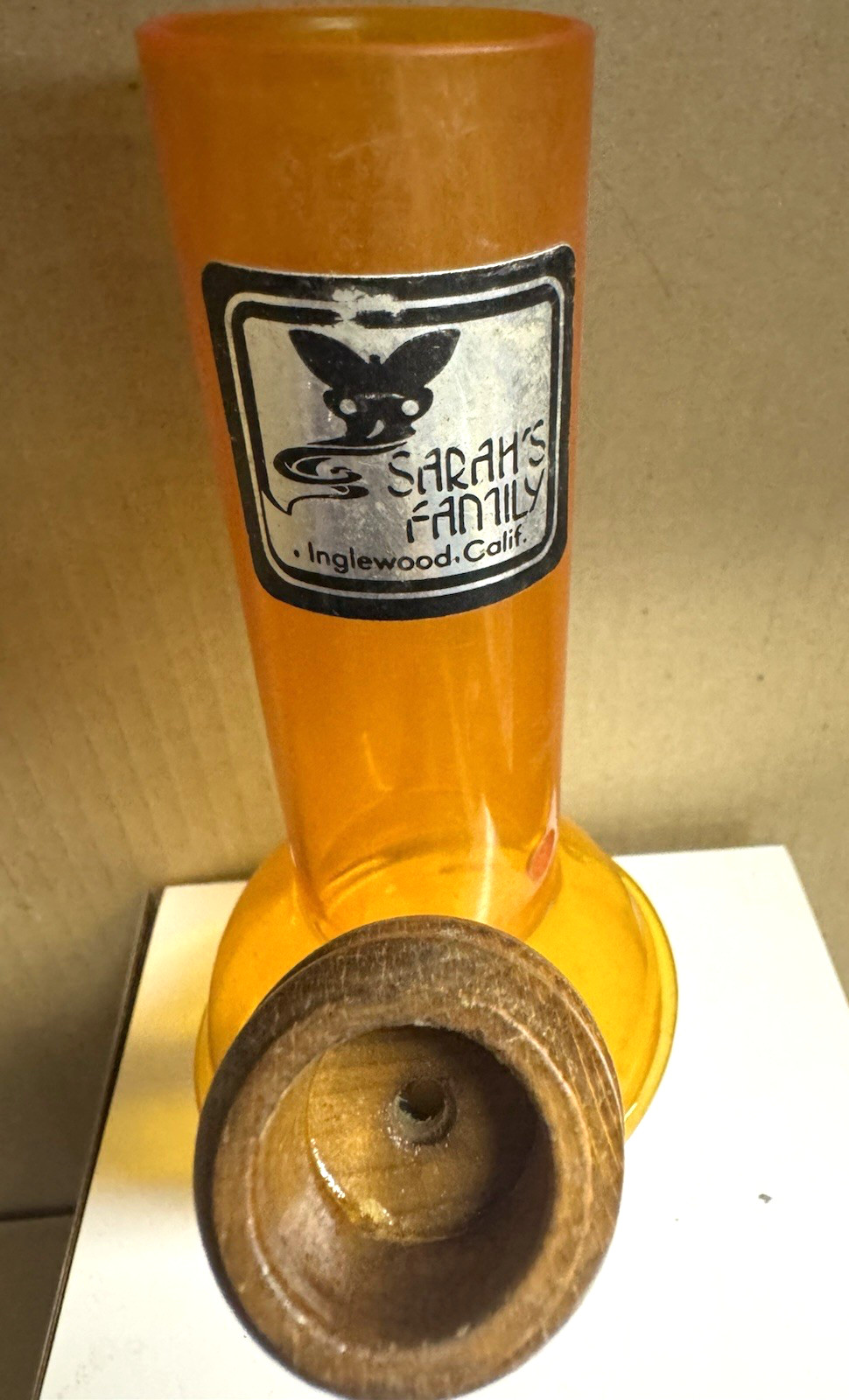 Vintage Unused Sarahs Family Orange tobacco Bong Unused