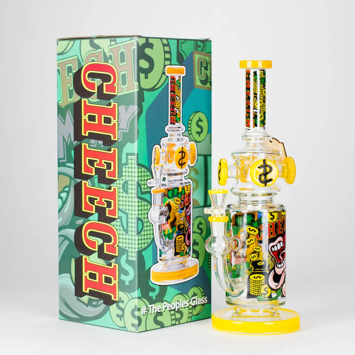 13&Prime; Cheech Casino Money – Glass Beaker Bong – Water Pipe Bubbler – LIMITED!