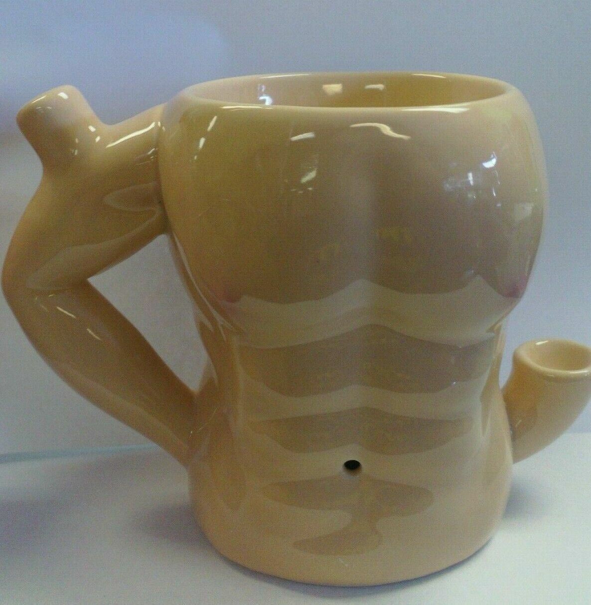 FASHIONCRAFT CERAMIC COFFEE MUG CUP SMOKING PIPE « SIX PACK ABS » SEXY MALE TORSO