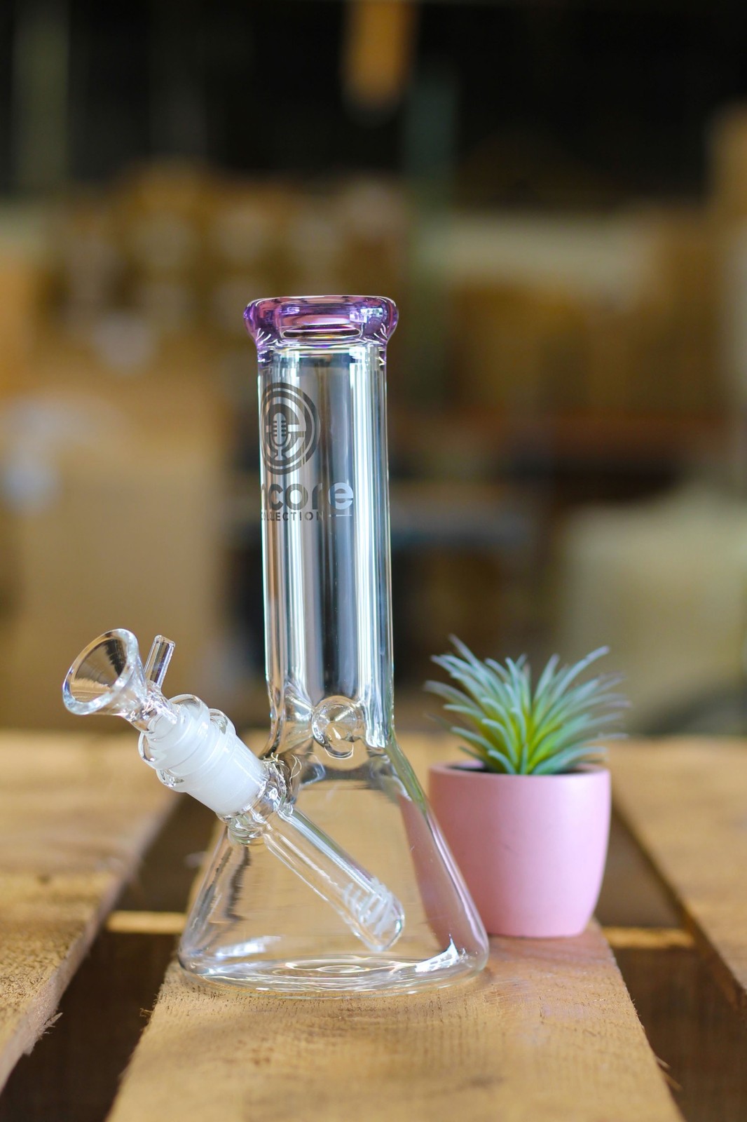Hookah Water Pipe Heavy Glass 8 inch Tobacco Bong w/ ICE catcher Beaker Flask