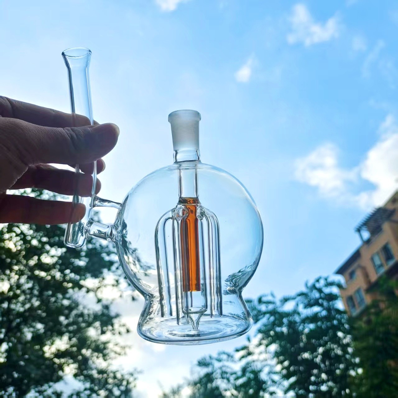 6.5&Prime; Portable Glass Bong with Tree Percolator Water Pipe Hookah Bubbler