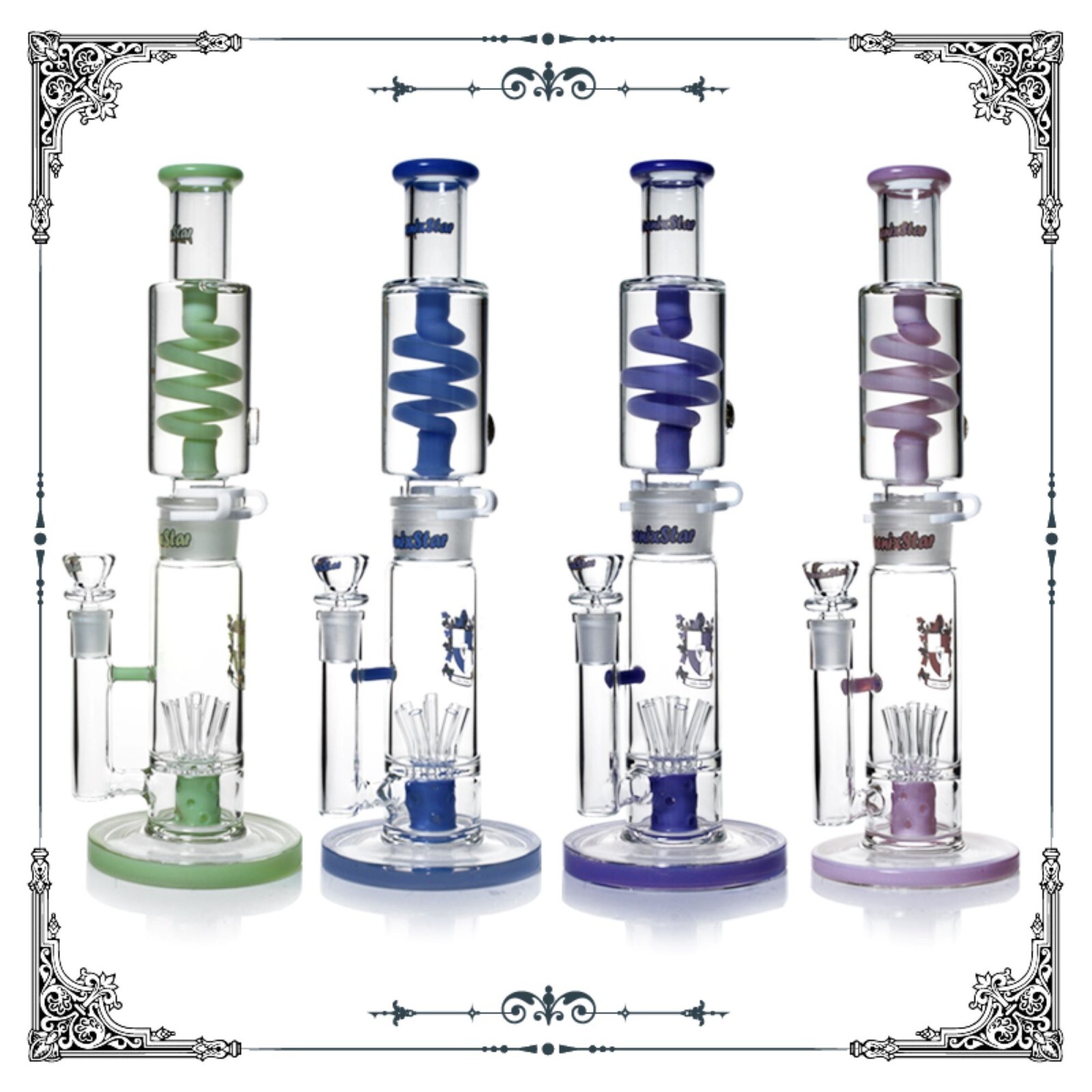 Bong Freezable Glycerin Bong Pipe Phoenix Star Sprinkler Perc 14&Prime;