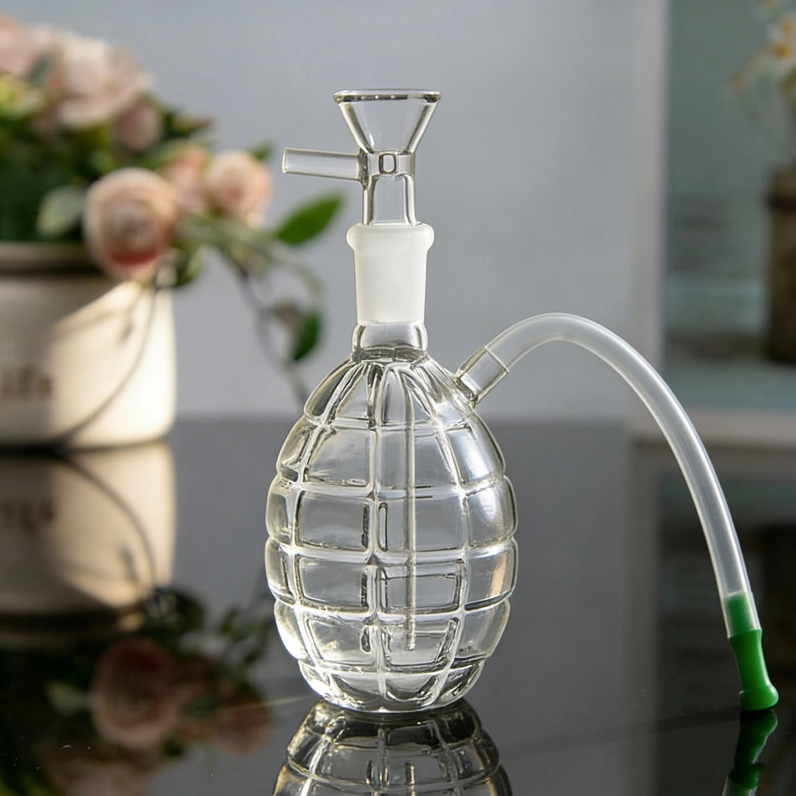 Portable 4.3&Prime; Glass Bong Smoking Water Pipe Cool Bong Bubbler Hookah w/14mm Bowl
