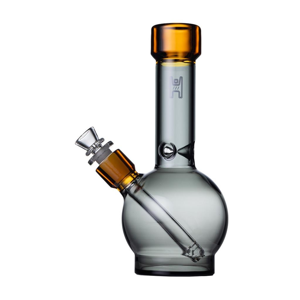 Human Grade 9&Prime; Ball Water Pipe SMOKE GREY W FUME ACCENTS Thick Boro Glass