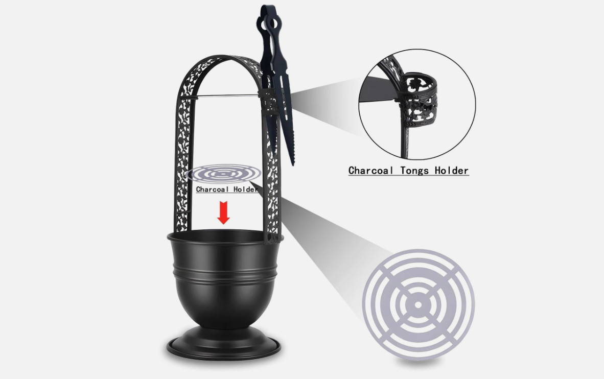 17in Hookah Charcoal Basket Holder with Tongs Shisha