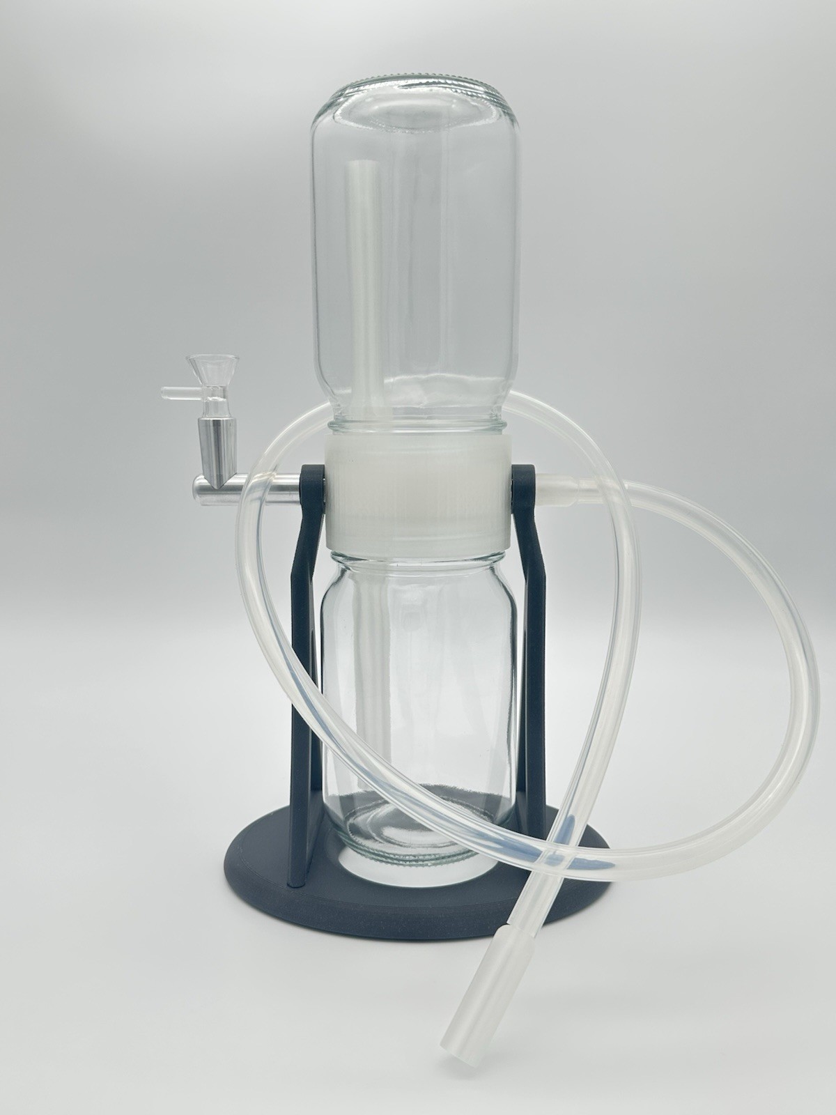 360 Rotating Gravity Bong/Hookah Water Pipe. Steel Grey/Clear Edition