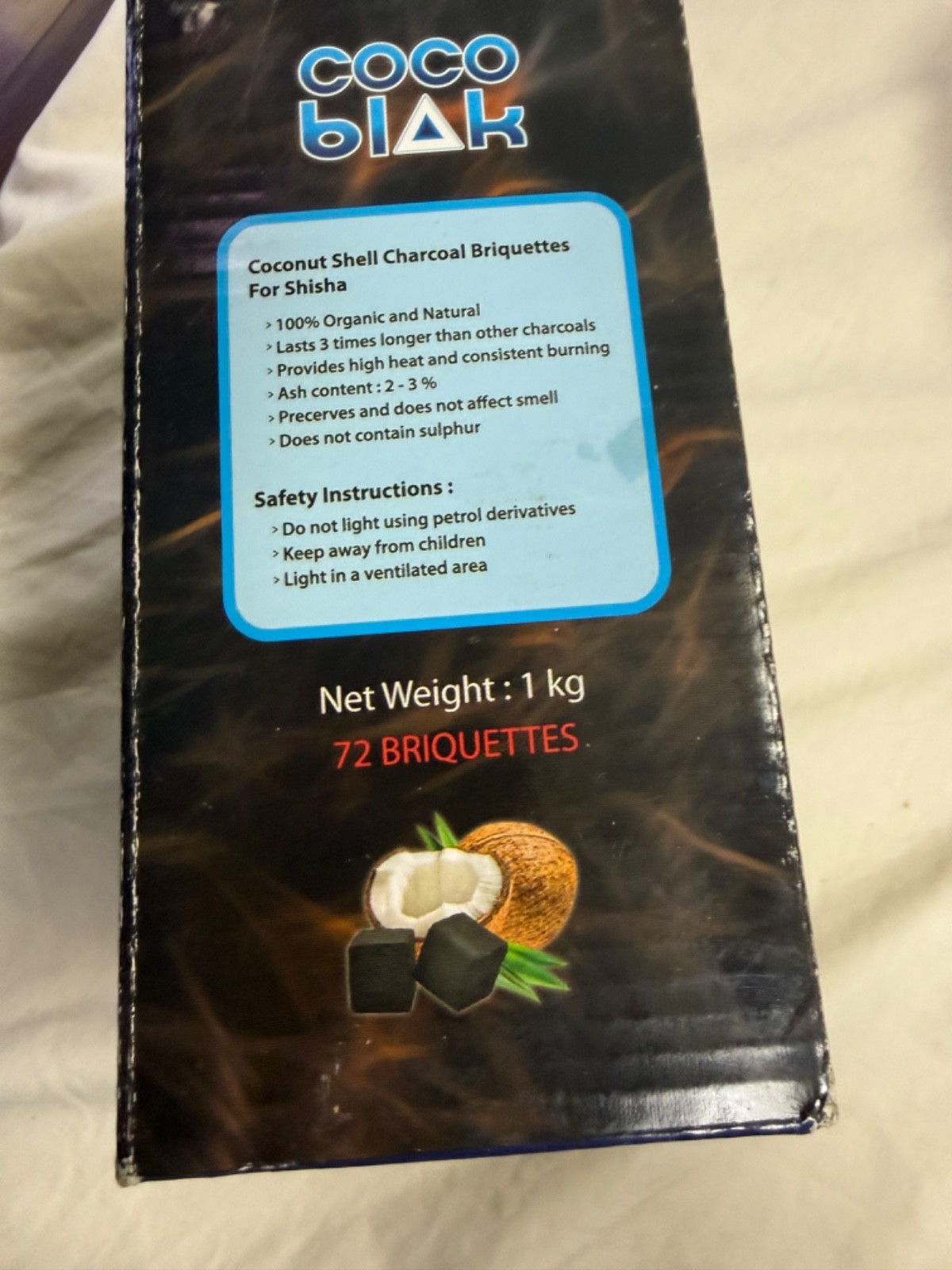 Coconut Charcoal Hookah Briquettes, Hookah coals, Charcoal Burner 4 Hookah Cube