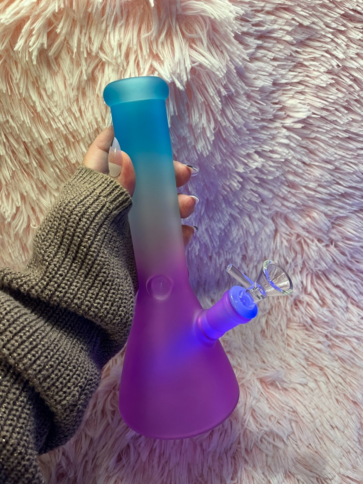 Hombre Frosted Colorful Bong With Ice Catcher Tobacco Smoking Water Pipe Hookah