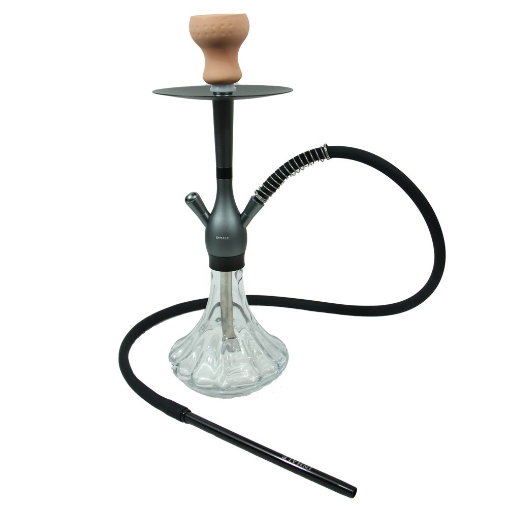 18″ aluminum shaft hookah “SALMA” with heavy-duty handblown crystal glass