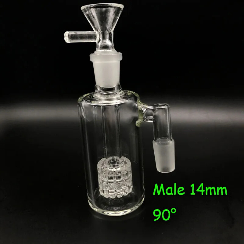 4.7&Prime; Matrix Glass Ash Catcher 14mm 90° Pyrex for Smoking Bong Bubbler &14mm Bowl