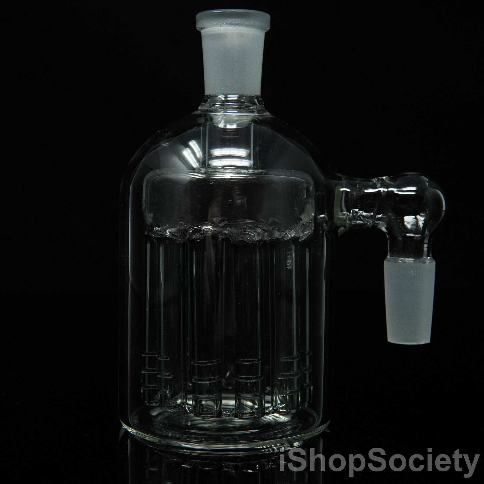4.5” 14MM Clear 11 Arm Tree Ash Catcher 90° Hookah Glass Pipe Bubbler – BLACK