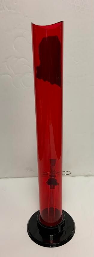 12&Prime; GRAFFIX ACRYLIC PLASTIC STRAIGHT TUBE WATER PIPE BONG PULL BOWL RED 1.5&Prime;M