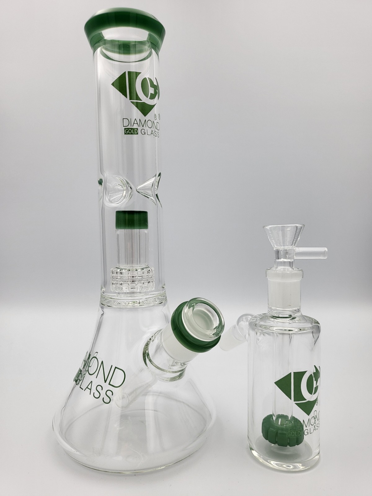 11&Prime; Diamond Glass Bong With Ashcatcher High Quality Bong with Showerhead Perk