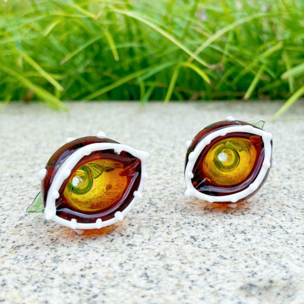 14mm Male Amber Flower Glass Tobacco Bowl Smoking Bong Water Pipe Slide Jiont