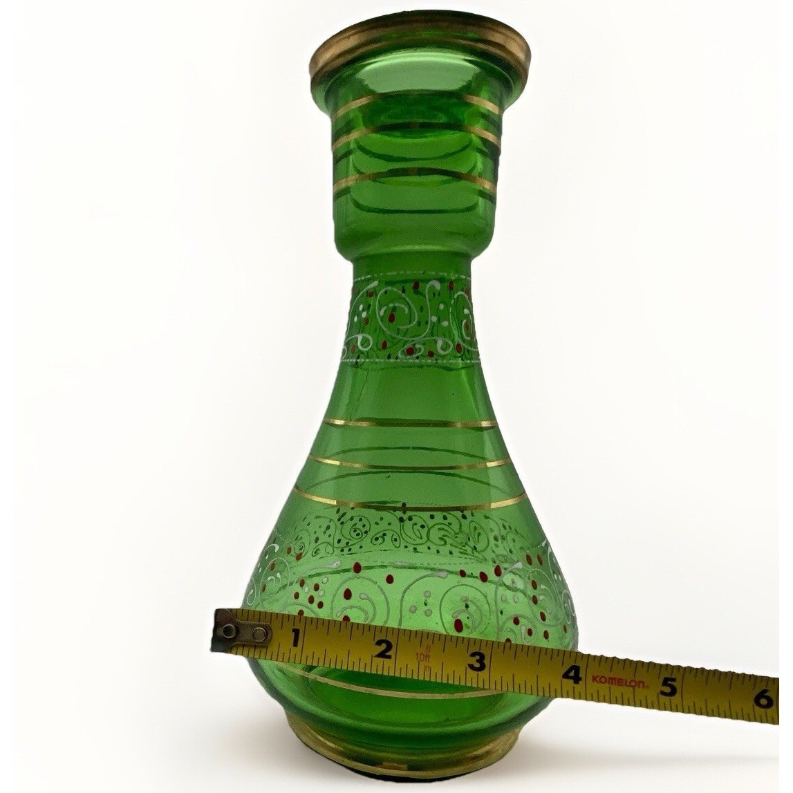 Hookah Vase Glass Painted Green – 8.5 Inches Tall