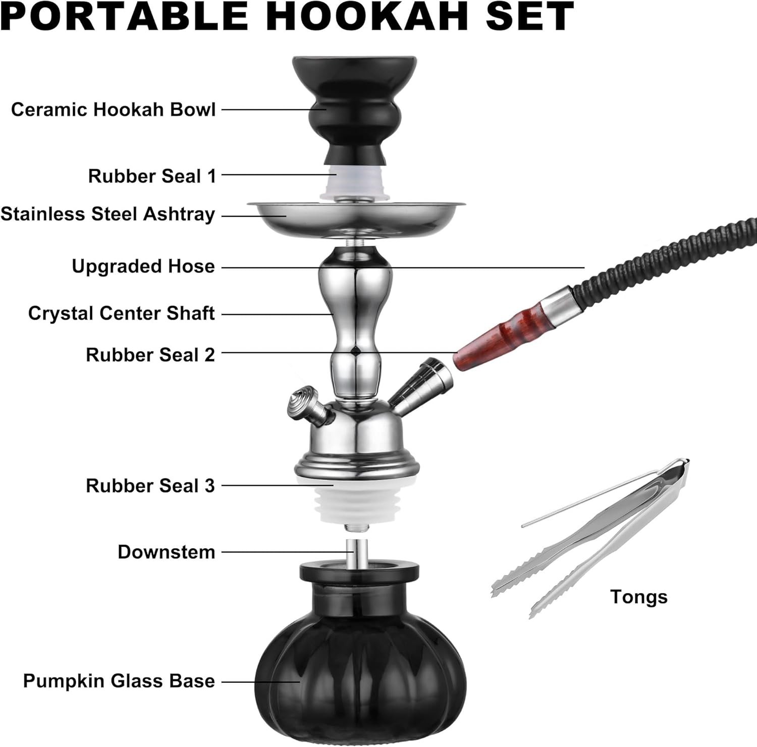 Hookah Set, 11 » Shisha Hookah Complete Set With Mini Pumpkin Hookah Glass Va…